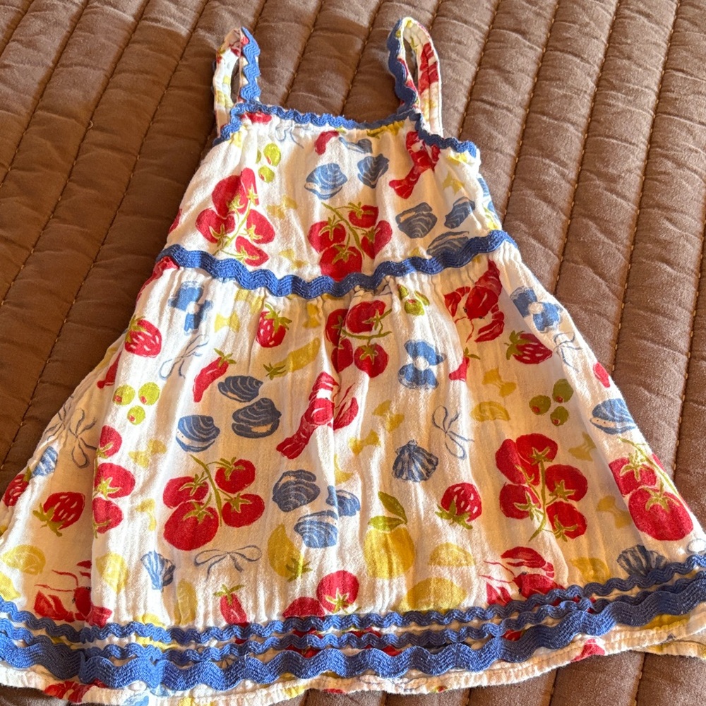 Old Navy Kids Casual Dress - White with Red, Yellow, and Blue Accents
